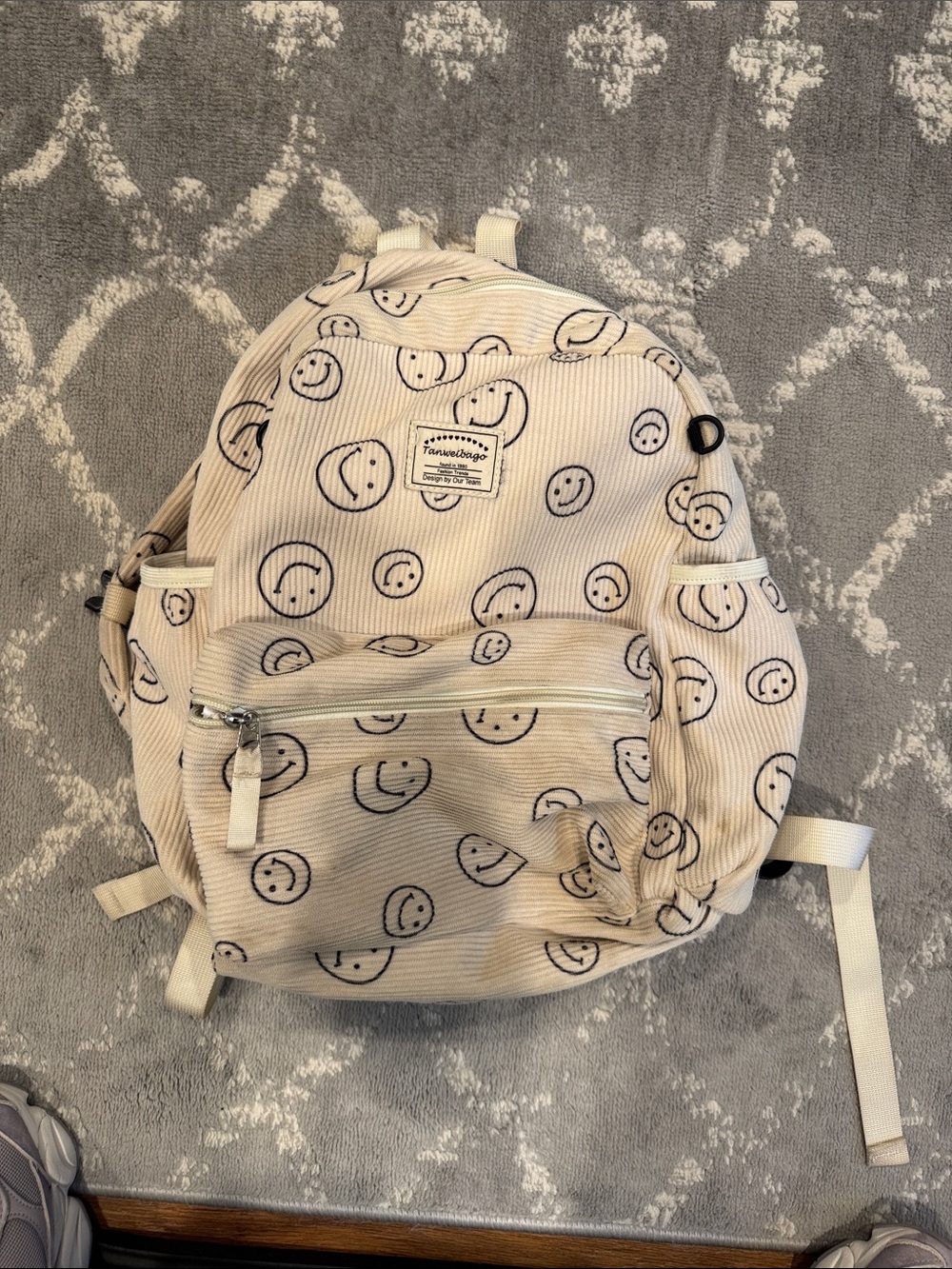 Kids Cream Smiley Backpack by